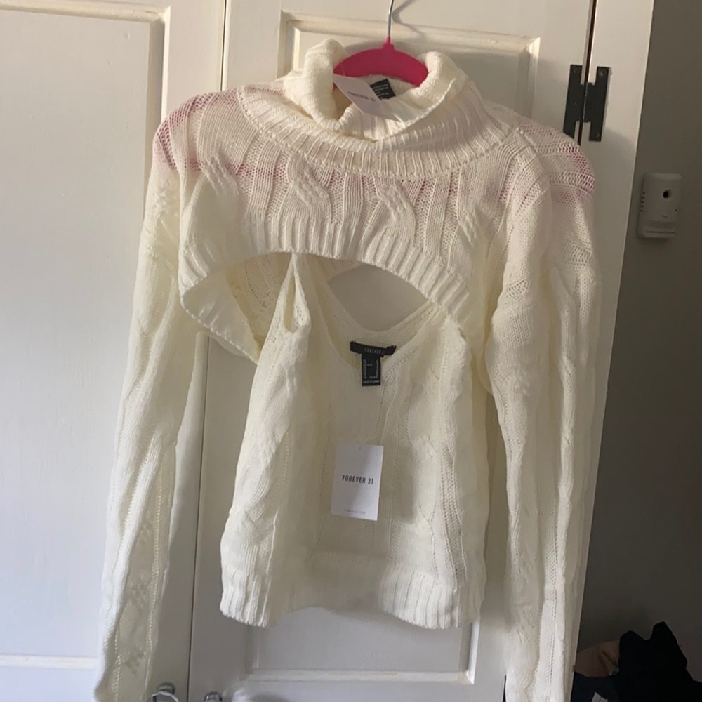 Cable knit cami and cropped sweater NWT